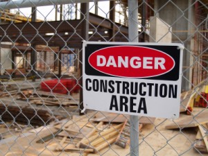 danger construction area sign