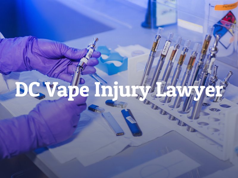 doctor holding a vape with dc vape injury lawyer text