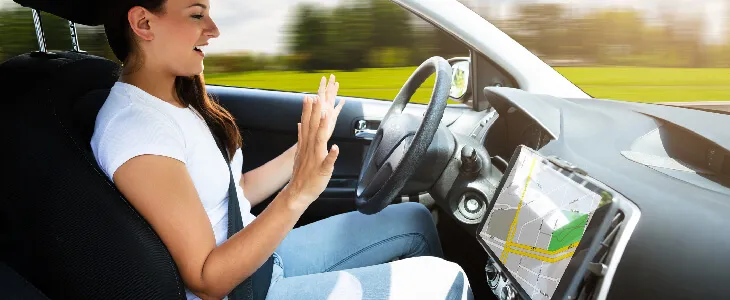 woman inside self driving vehicle in DC
