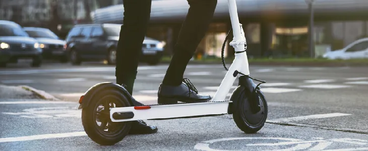 scooter rider in an urban environment