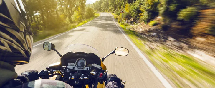 rider on a moving motorcycle