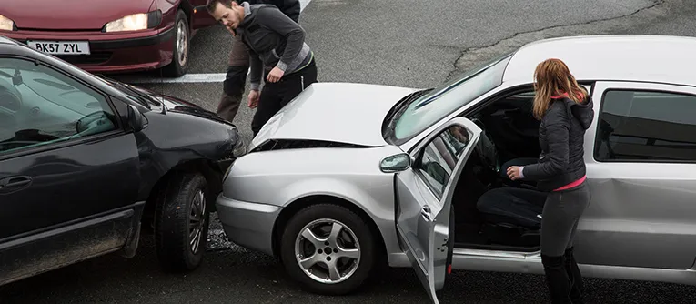 Car accident on a cloudy day in Northern Viriginia