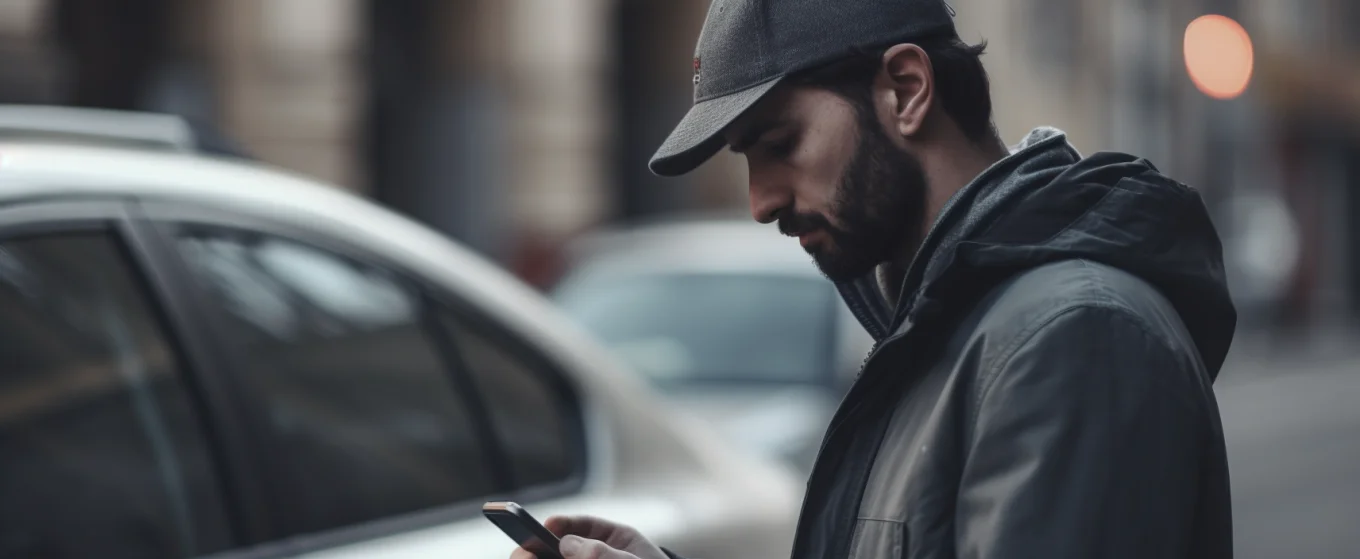 person on phone ordering a lyft in DC